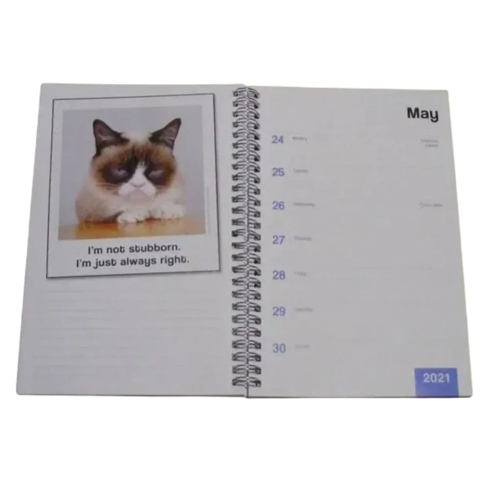 Grumpy Cat 2021 Planner, Weekly & Monthly, MEMES! Book, Spiral bound